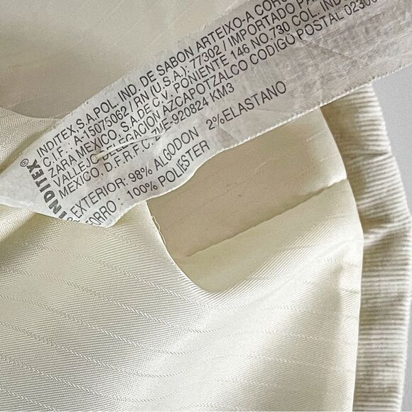 ZARA Basic Cream Corduroy Blazer Size Large | Classic Women's Jacket - Picture 8 of 8